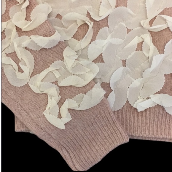 ZARA RIBBON ORGANZA CHIFFON DUSTY PINK KNIT CONTRASTING TRIM SWEATER $69.90 - Picture 14 of 14